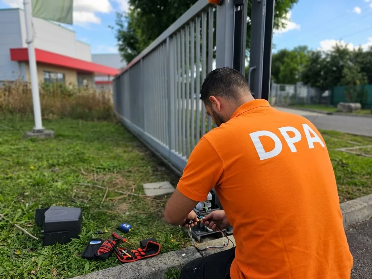 Technicien DPA en intervention sur un portail automatique à Montpellier Technicien DPA en intervention sur un portail automatique à Montpellier